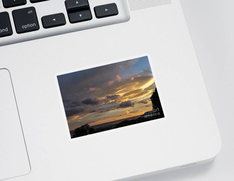 Clouds Sticker featuring the photograph Scenic sunset sky in Calpe by Adriana Mueller