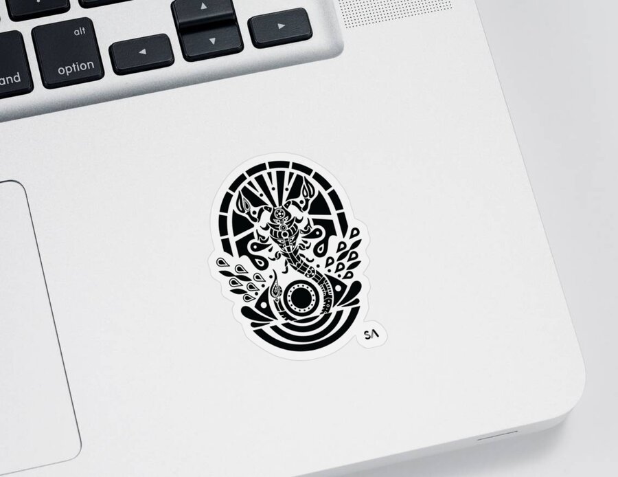 Black And White Sticker featuring the digital art Scorpion by Silvio Ary Cavalcante
