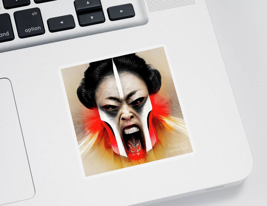 Midjourney Ai Sticker featuring the photograph Screaming Geisha 07 by Jack Torcello