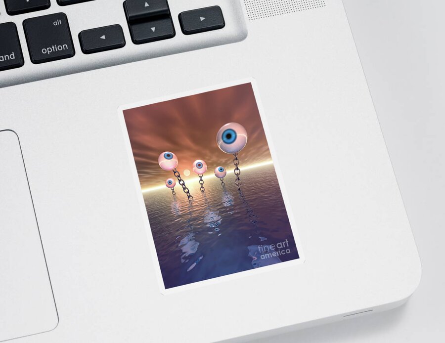 Eyes Sticker featuring the digital art Sea Eyes by Phil Perkins