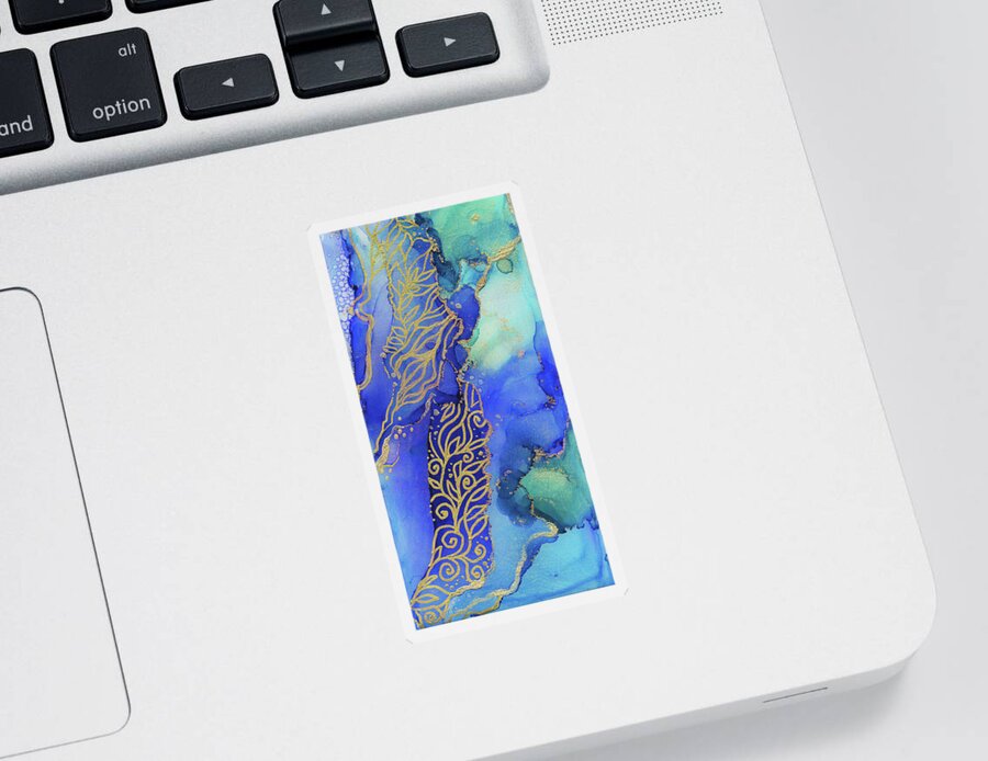 Floral Sticker featuring the painting Sea Foliage Abstract Ink - Vertical by Olga Shvartsur