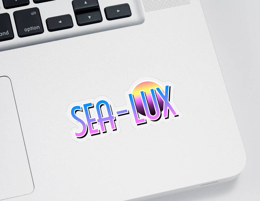 Sea Sticker featuring the digital art Sea Lux Retro Resort Logo by Christopher Lotito