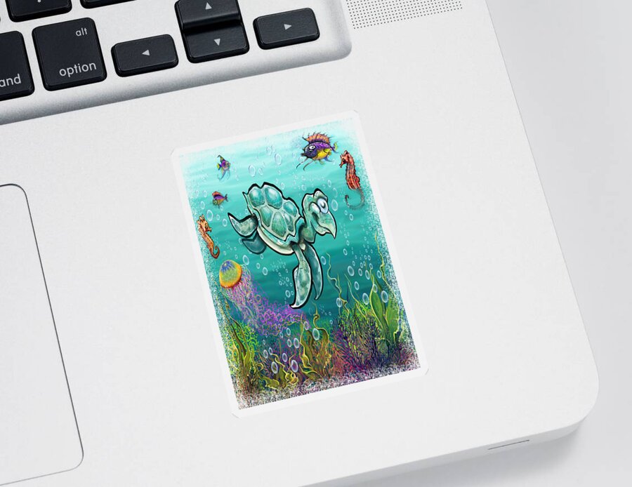 Sea Turtle Sticker featuring the digital art Sea Turtle and Friends by Kevin Middleton