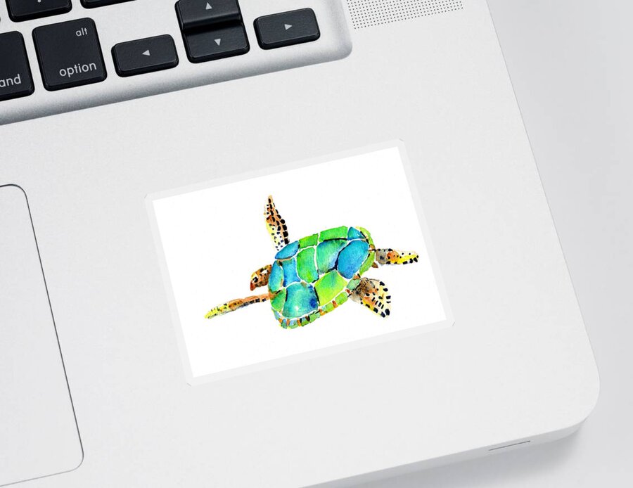 Turtle Sticker featuring the painting Sea Turtle by Carlin Blahnik CarlinArtWatercolor