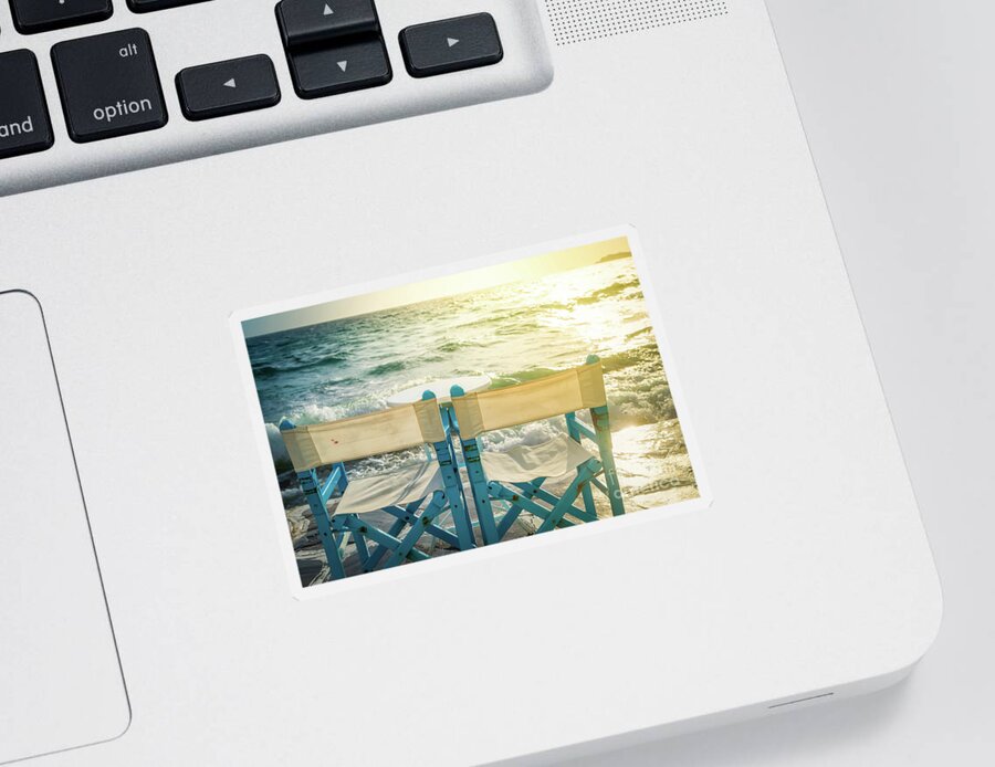Aegean Sticker featuring the photograph Sea View by Anastasy Yarmolovich