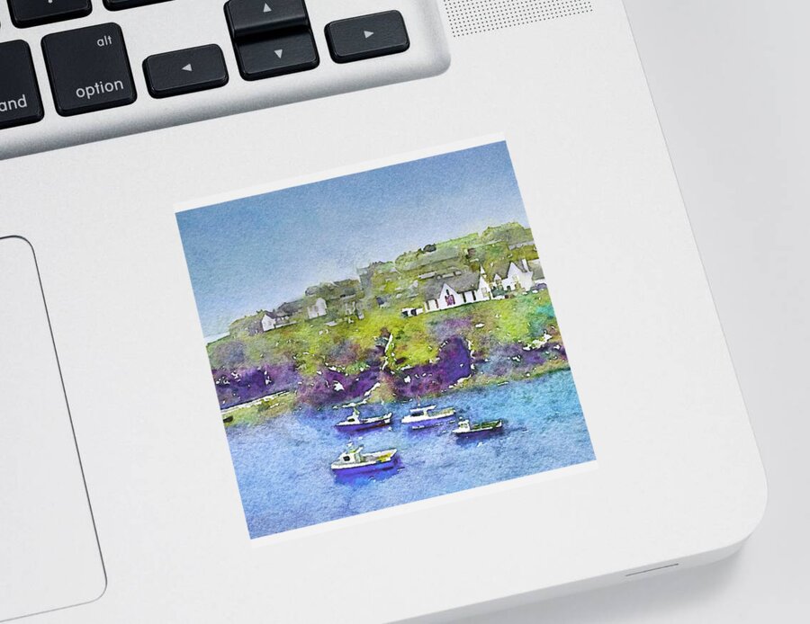 Sea Wall Of North Cornwall Sticker featuring the digital art Sea Wall of North Cornwall by Susan Maxwell Schmidt