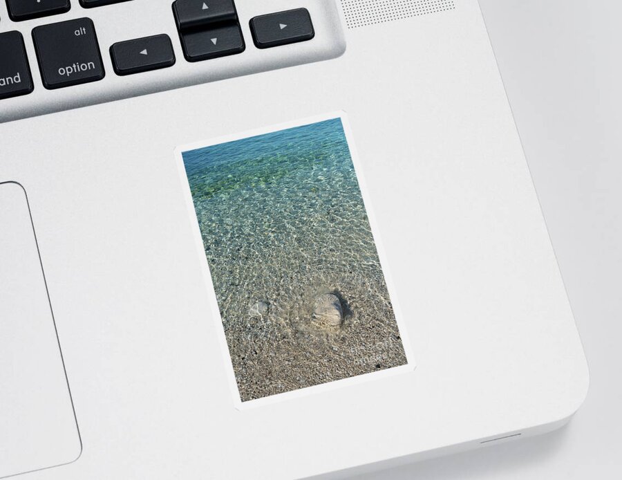 Mediterranean Sticker featuring the photograph Sea water, gentle waves and sunlight by Adriana Mueller