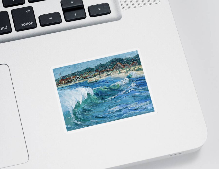 Impasto Sticker featuring the painting Seabright Surf, 2021 by PJ Kirk