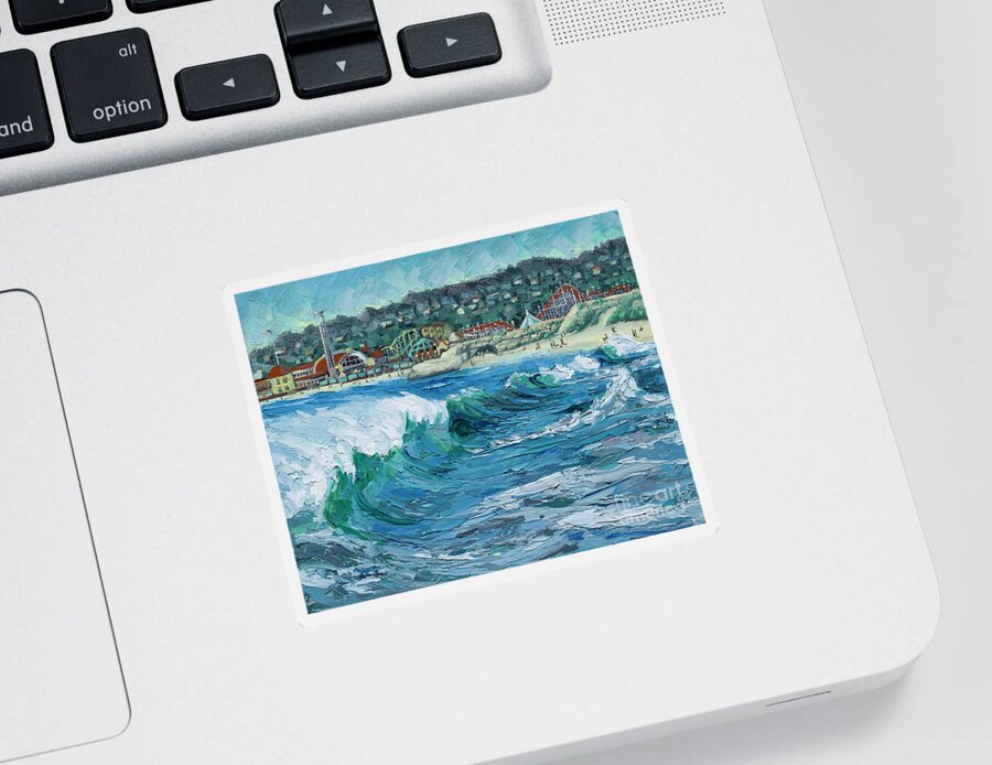 Impasto Sticker featuring the painting Seabright Beach Wave, 2021 by PJ Kirk