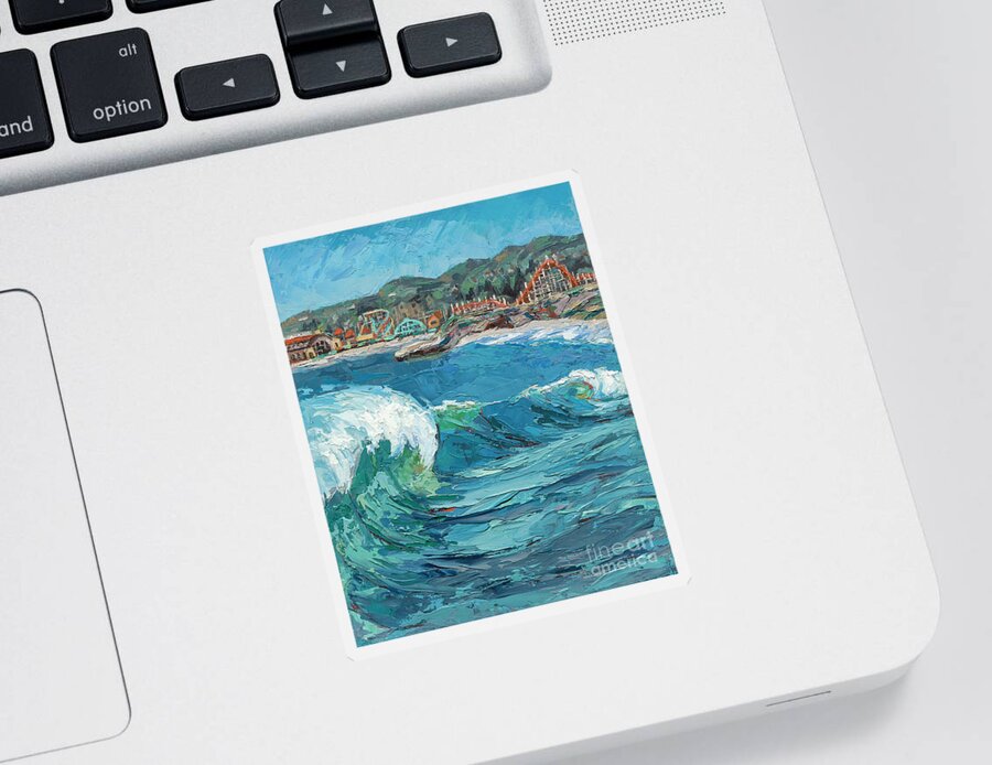 Ocean Sticker featuring the painting SeaBright Wave Vertical, 2021 by PJ Kirk