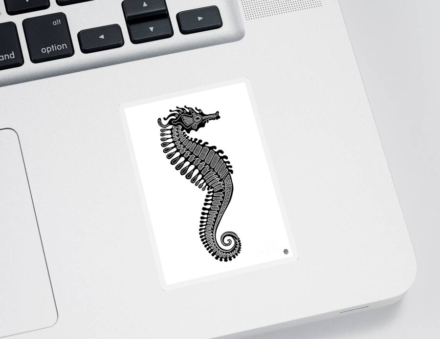 Seahorse Sticker featuring the drawing Seahorse Ink 5 by Amy E Fraser
