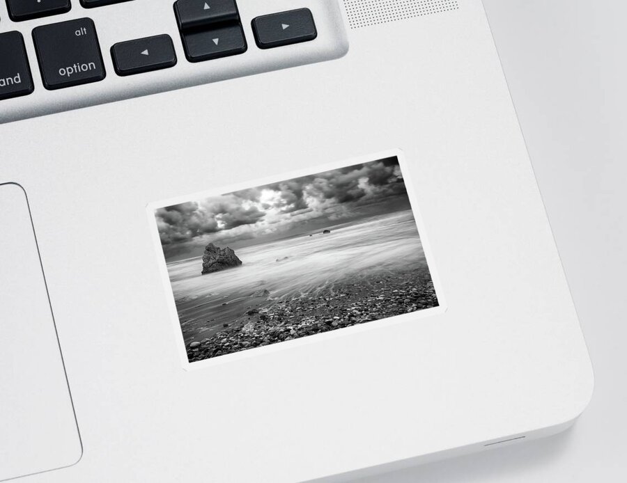 Seascape Sticker featuring the photograph Seascape with windy waves during stormy weather. by Michalakis Ppalis