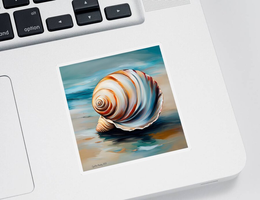 Newby Sticker featuring the digital art Seashell 3 by Cindy's Creative Corner