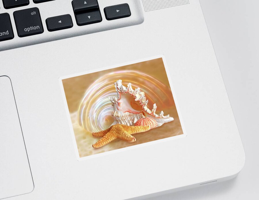 Shell Sticker featuring the photograph Seashell Sandy Paradise by Gill Billington