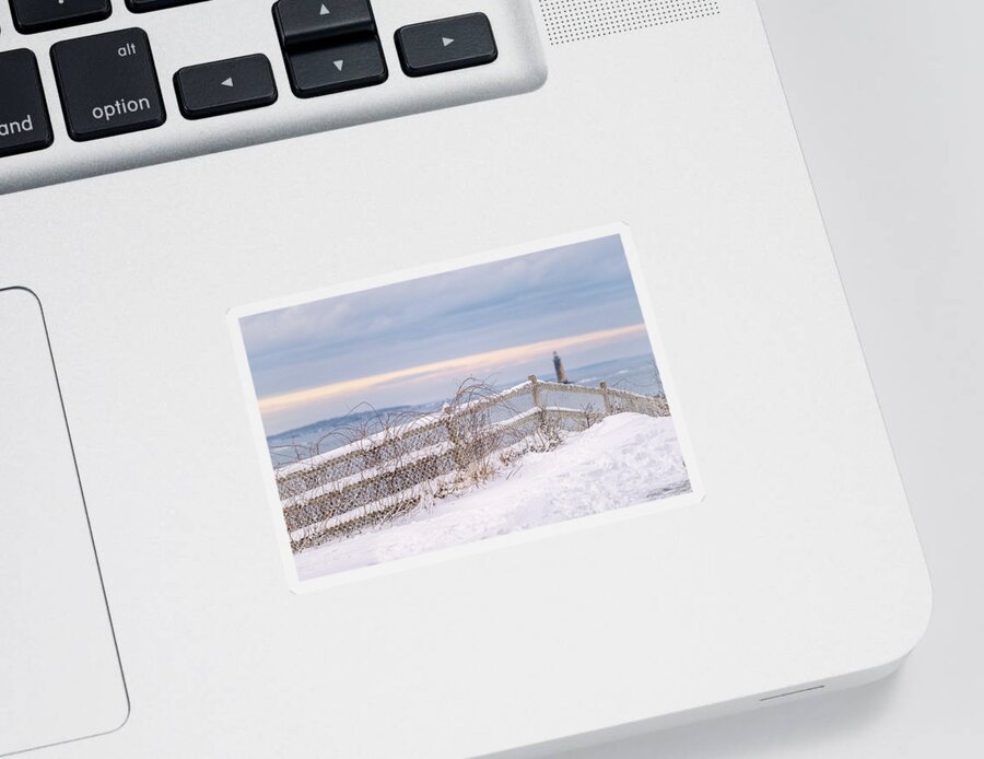 Cape Elizabeth Sticker featuring the photograph Seaside Fences by Jeff Sinon