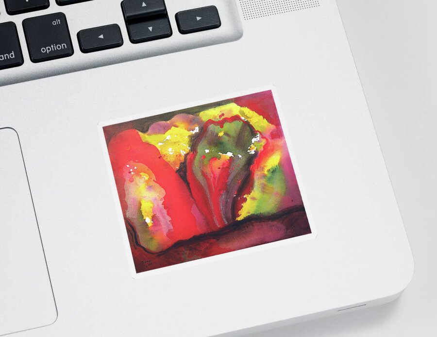 Abstract Sticker featuring the painting Second Bloom by Maria Meester