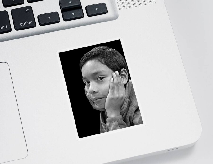 B&w Sticker featuring the photograph Second Grade Boy by Lorena Cassady