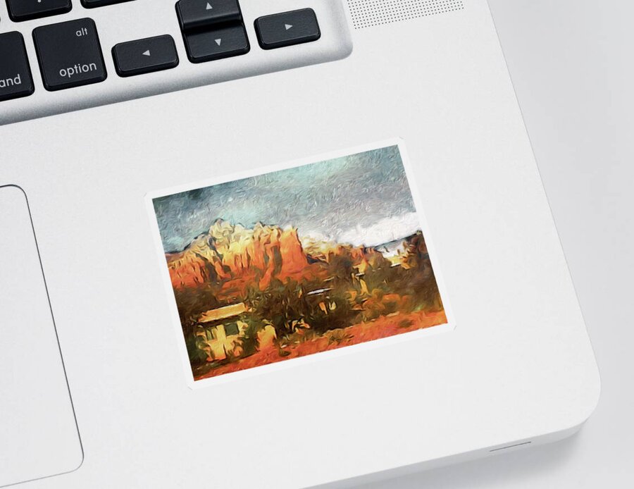 Sedona Sticker featuring the painting Sedona by Susan Maxwell Schmidt