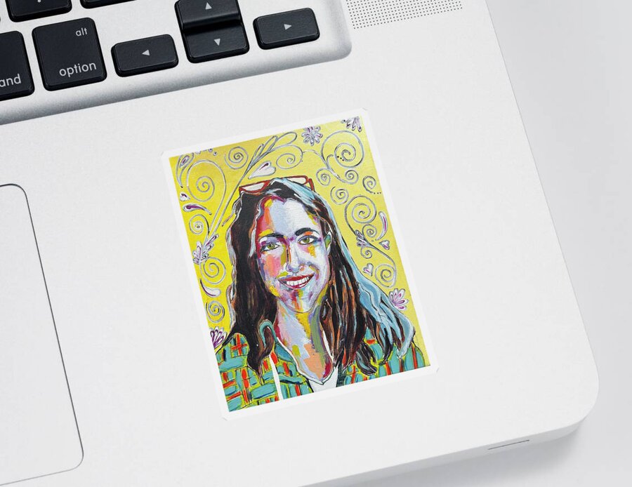 Theresa M Johnson Sticker featuring the painting Self portrait by Theresa Marie Johnson