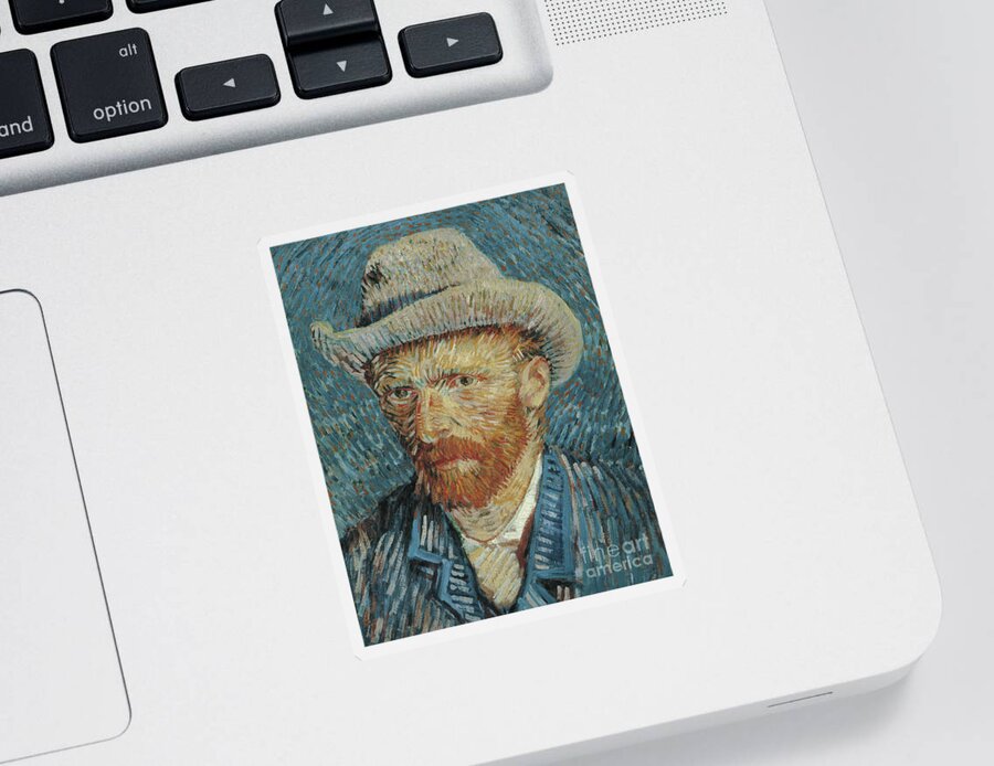 Vincent Van Gogh Sticker featuring the painting Self Portrait with Felt Hat by Van Gogh by Vincent Van Gogh