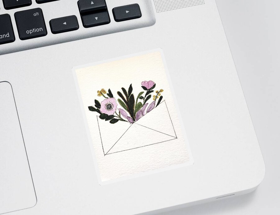  Sticker featuring the painting Sending Flowers by Mail by Margaret Welsh Willowsilk