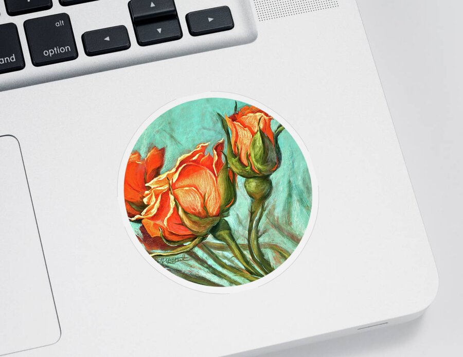 Orange Roses Sticker featuring the painting Serenity by Gayle Mangan Kassal