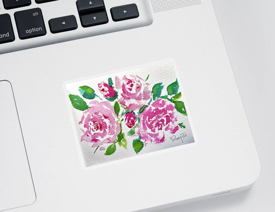 Watercolor Roses Sticker featuring the painting Shabby Watercolor Roses by Roxy Rich