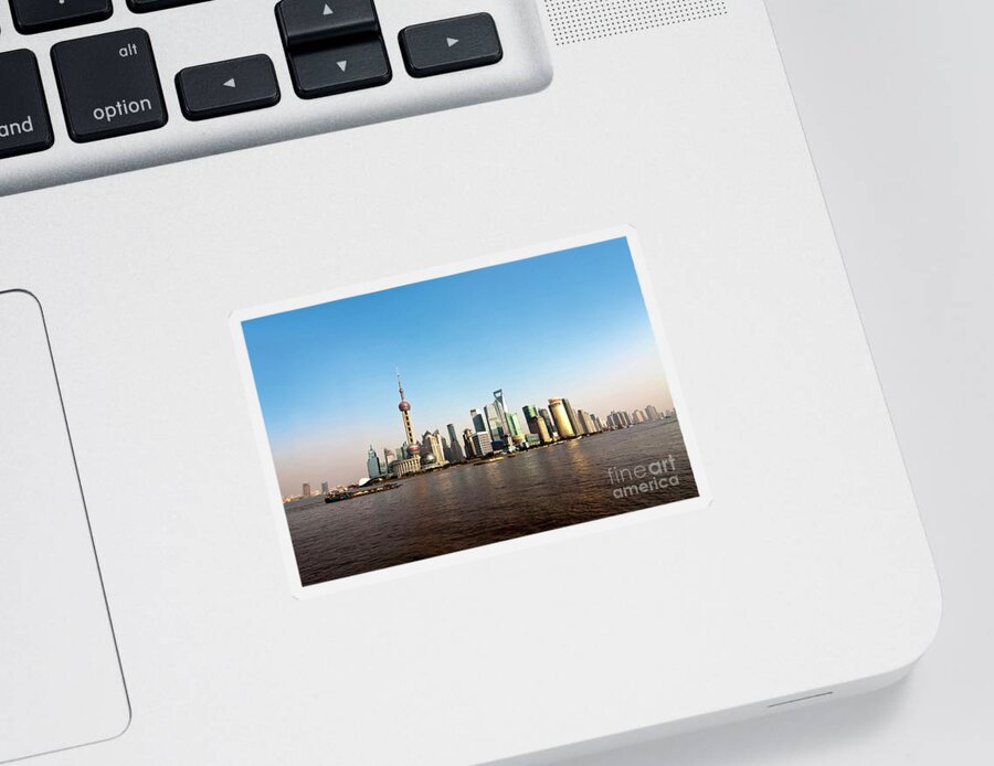 Shanghai Sticker featuring the photograph Shanghai skyline by Delphimages Photo Creations
