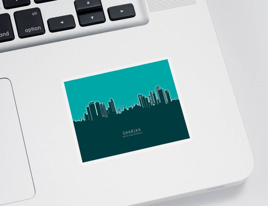 Sharjah Sticker featuring the digital art Sharjah Skyline #07 by Michael Tompsett