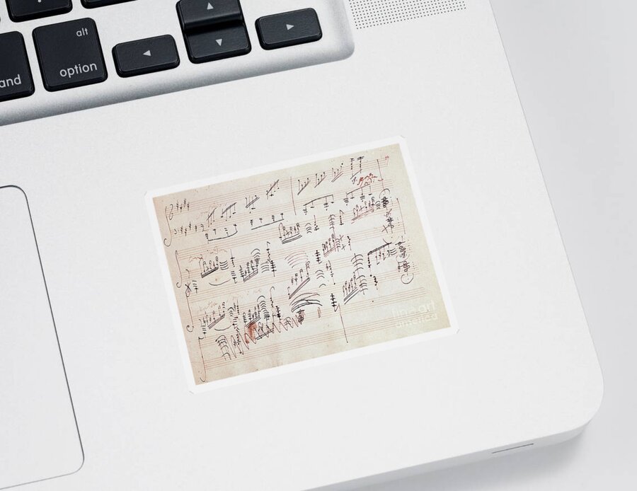 Beethoven Sticker featuring the drawing Sheet music for the Moonlight Sonata by Beethoven by Beethoven