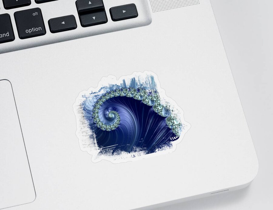 Elegant Sticker featuring the digital art Shiny Blue Spiral by Elisabeth Lucas