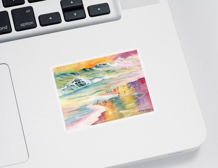 Shoreline Sticker featuring the painting Shoreline Watercolor by Melly Terpening