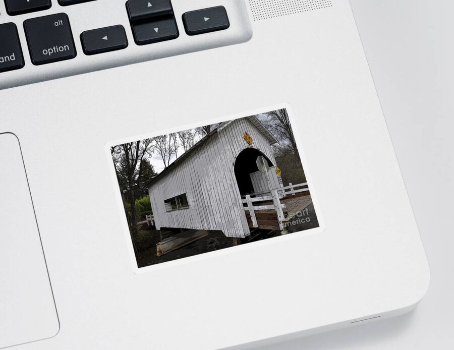 Covered-bridge Sticker featuring the digital art Short Covered Bridge by Kirt Tisdale