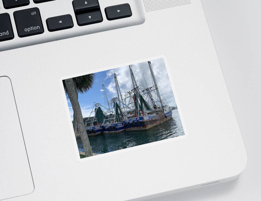 Port Canaveral Sticker featuring the photograph Shrimp Boats at Port Canaveral by Bradford Martin