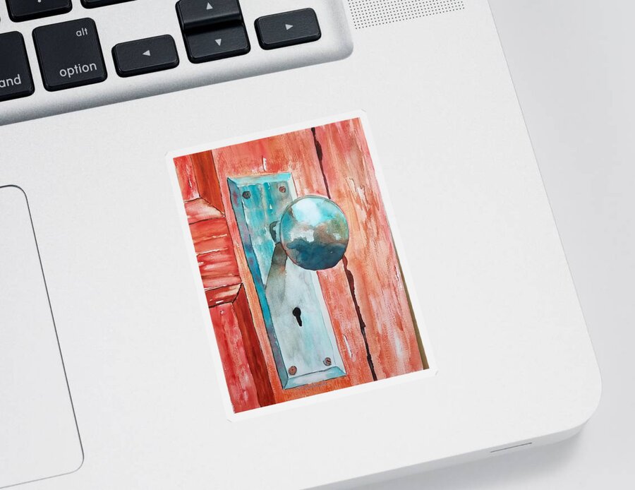 Door Knob Sticker featuring the painting Shut the Front Door by Ann Frederick
