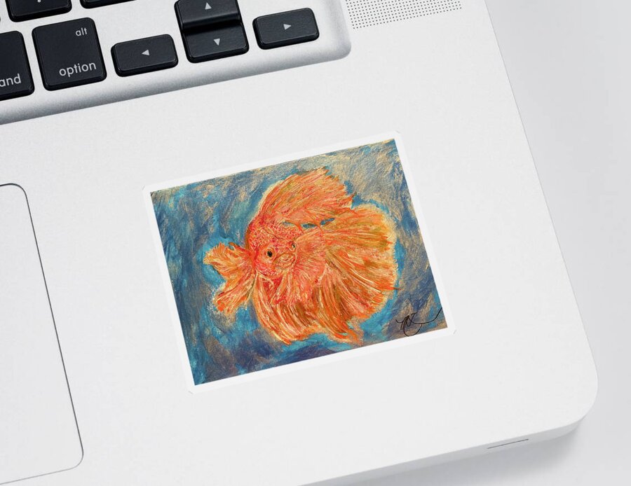Fish Sticker featuring the painting Siamese Fighter Fish by Melody Fowler