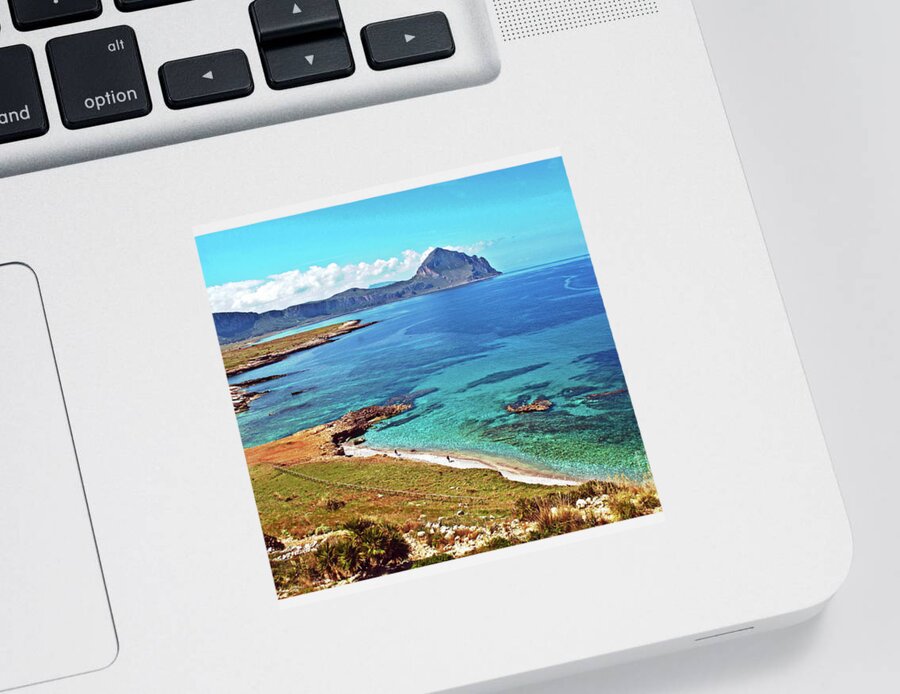 Sicilian Seaside Sticker featuring the photograph Sicilian Seaside Sound of Macari Beach by Silva Wischeropp