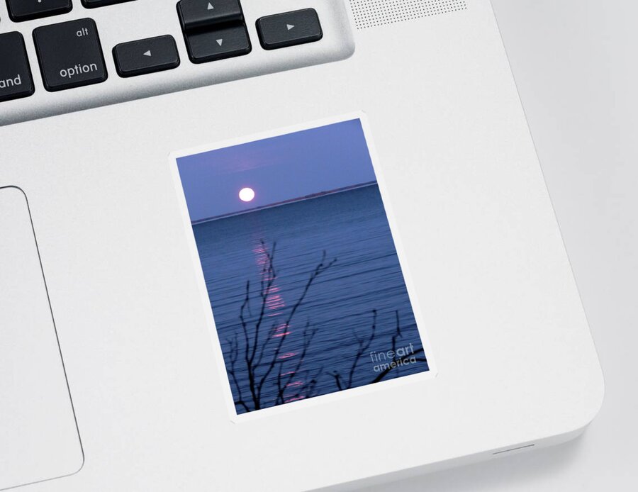 Canada Sticker featuring the photograph Silent Moon Over Water by Mary Mikawoz
