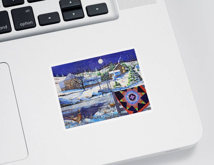 Snow Landscape Sticker featuring the painting Silent Night by Diane Phalen