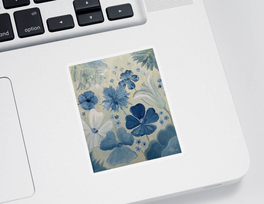 Indigo Sticker featuring the painting Silky Blue by Angeles M Pomata