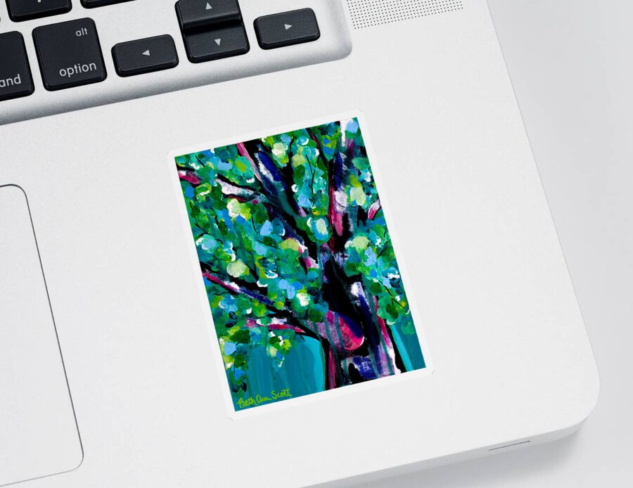 Tree Sticker featuring the painting Singing in the Rain by Beth Ann Scott