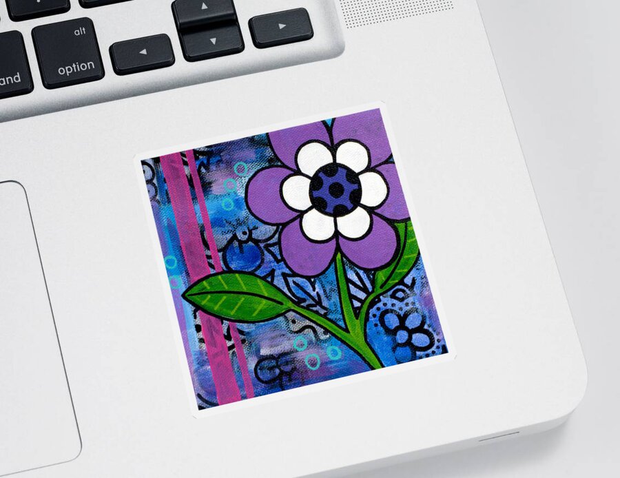 Flower Sticker featuring the painting Single Purple Bloom by Beth Ann Scott