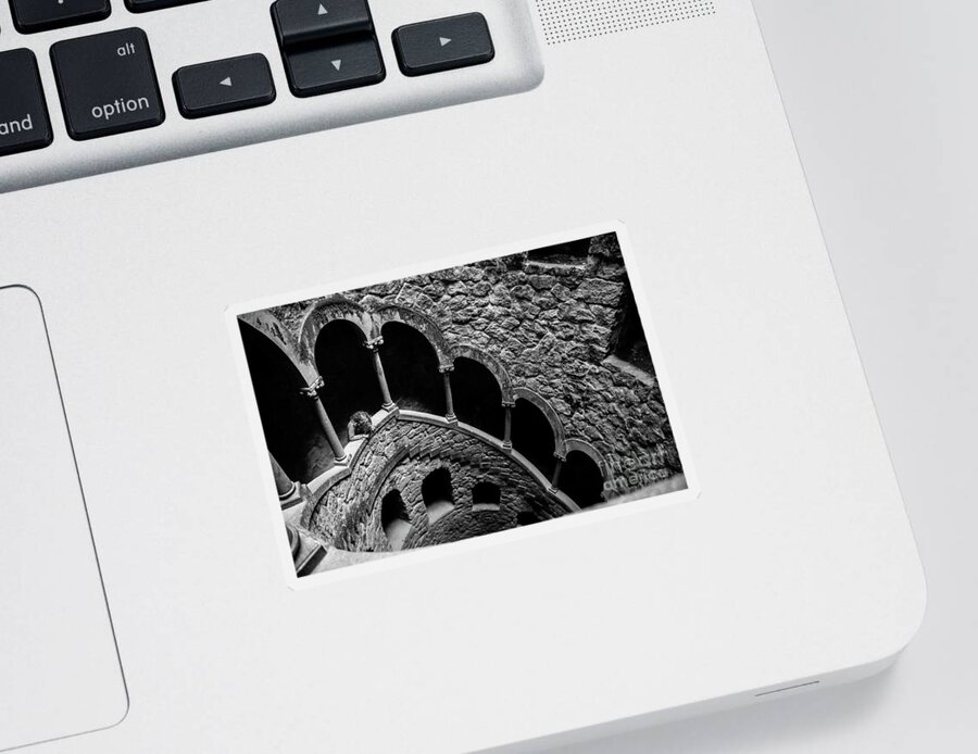 Black And White Sticker featuring the photograph Sintra Tower by Naomi Maya