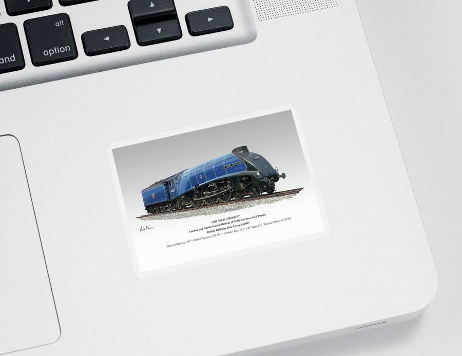 Locomotive Sticker featuring the painting Sir Nigel Gresley by Mark Karvon