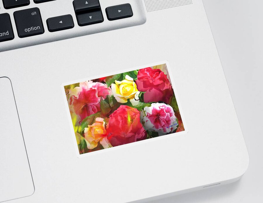 Digital Flowers Sticker featuring the digital art Six Fleurs by Bob Shimer