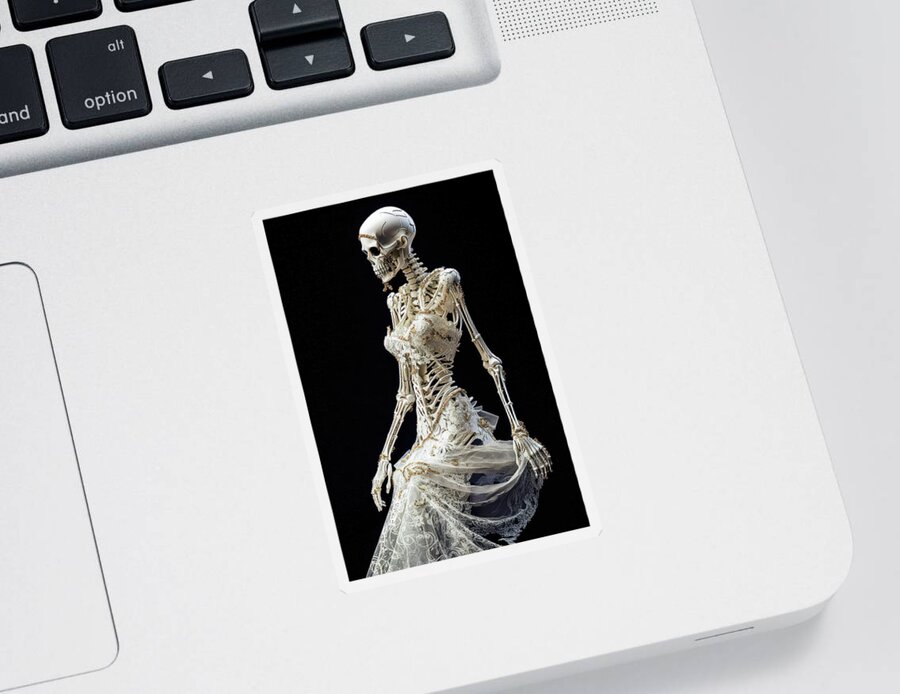 Skeleton Sticker featuring the digital art Skeleton Bride 01 by Matthias Hauser