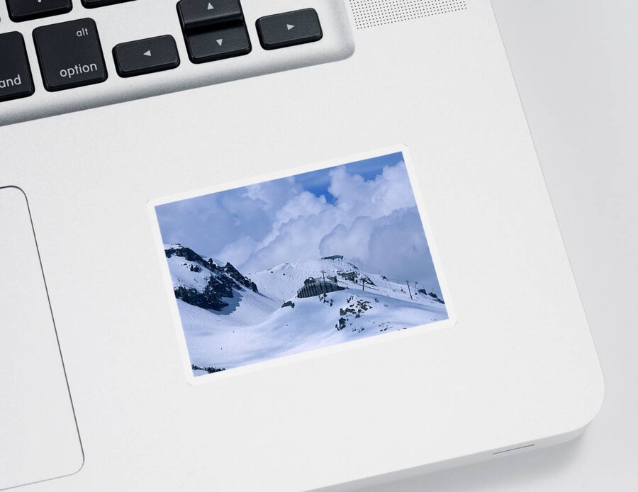 Skiing Sticker featuring the photograph Skiing in the Clouds - Mammoth Mountain by Bonnie Colgan