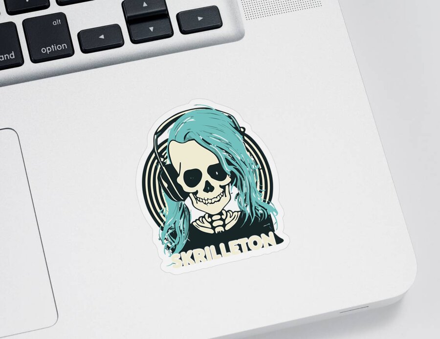 Edm Sticker featuring the digital art Skrilleton Halloween by Flippin Sweet Gear
