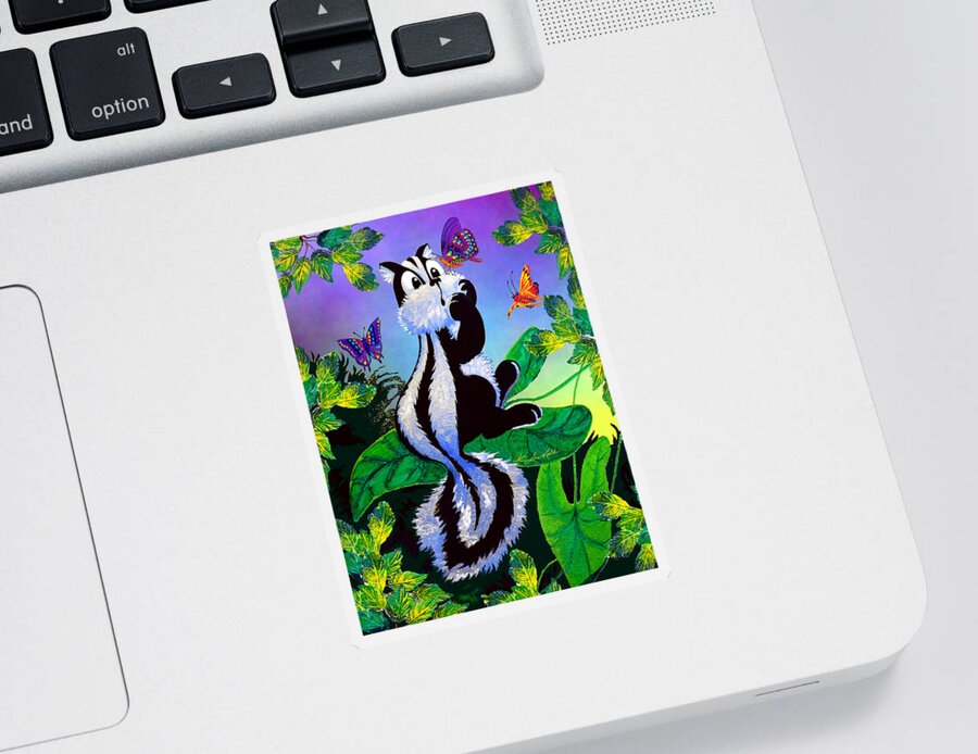 Art For Children Sticker featuring the painting Skunky by Hanne Lore Koehler