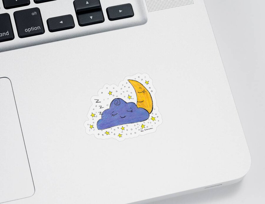 Sleepy Sticker featuring the drawing Sleepy Time Sky by Ali Baucom